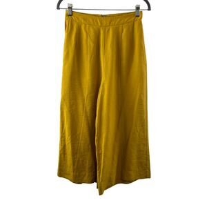 Sheike Yellow Palazzo Pants Pleated High-Rise Back Zip Casual Wide Leg Size 8